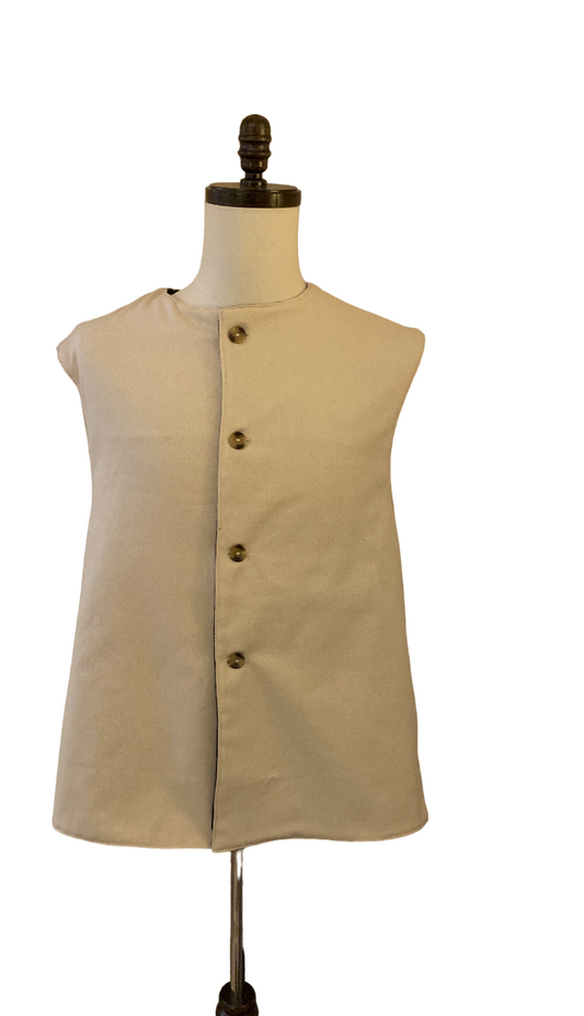 World War I Style Cotton Jerkin Vest Lined in Harris Tweed